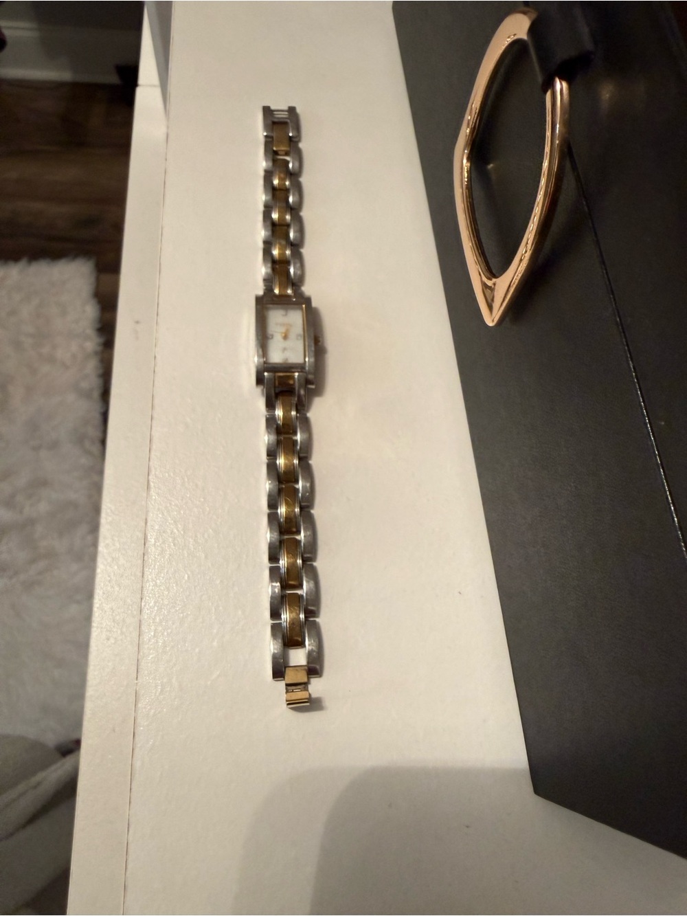 Fossil Two-Tone Link Rectangular Watch - Gold & Silver